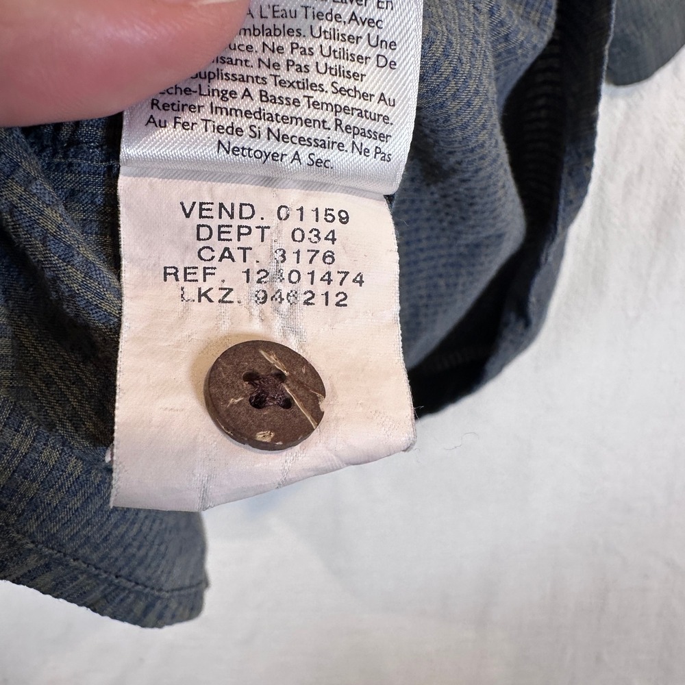 Eddie Bauer Mens 3XL Tall Blue Micro Check Short Sleeve Button Up Shirt Pocket - Picture 13 of 16